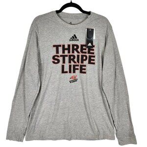 Adidas NEW Three Stripe Life Amplifier Tee Long Sleeve Crew‎ Neck "wright" sz Lg
